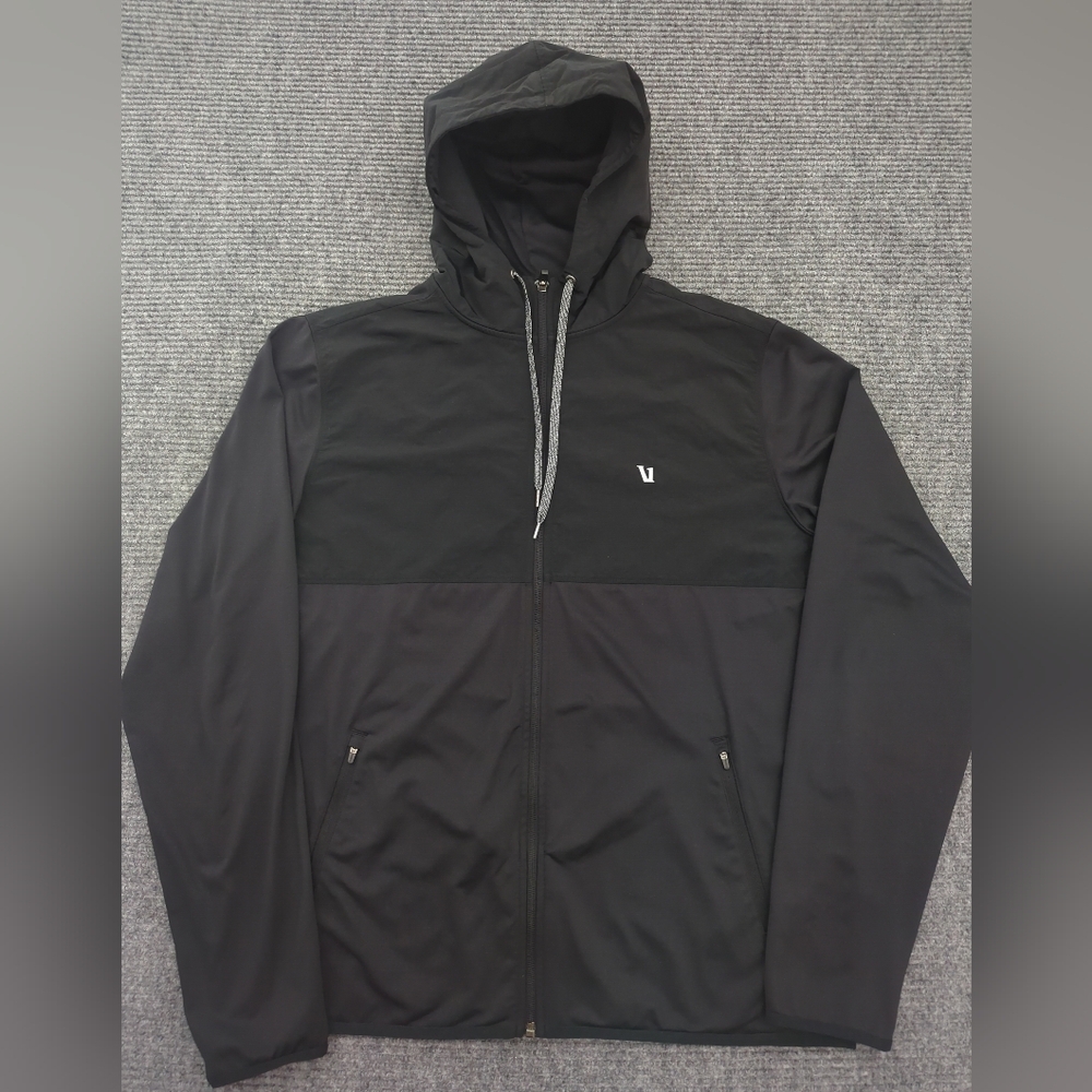 Vuori Black Hooded Performance Jacket XL Lightweight Full Zip Athleisure Active